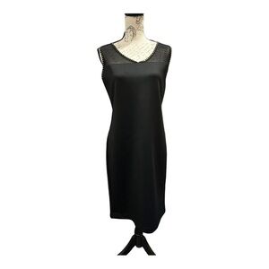 Black T Tahari Studded Trim Sleeveless Shift Dress Size M Women Clothing